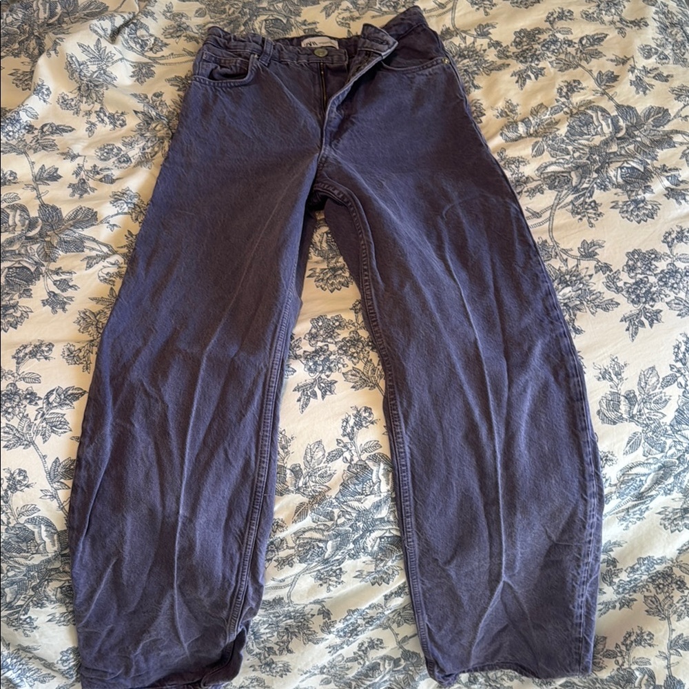 Zara Purple Wide Leg Jeans